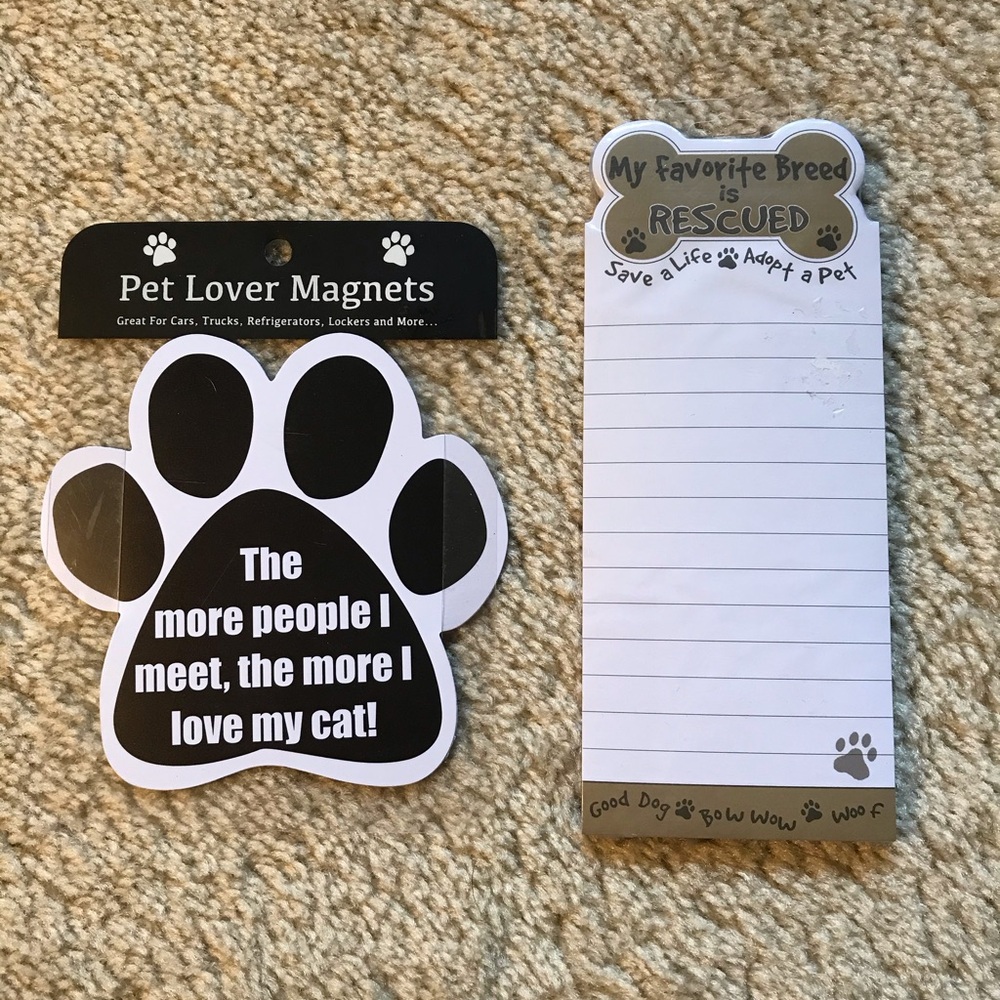 Dog Bone Things To Do Magnetic Notepad + Pawprint Pet Lover Magnet Bundle